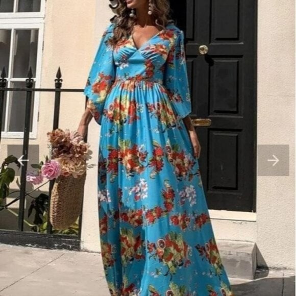 FLORAL PRINT SPECIAL OCCASIONS MAXI DRESS - Picture 7 of 10